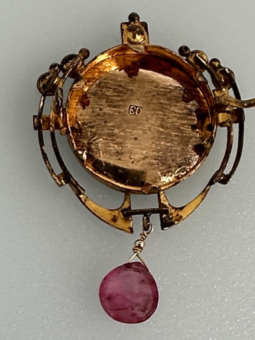 NOUVEAU 10k Gold Brooch amethyst Drop - Picture 3 of 5